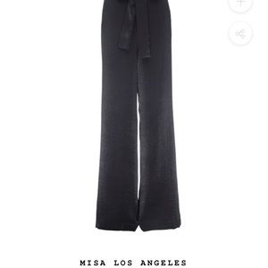 Miss black satin wide leg pant XS